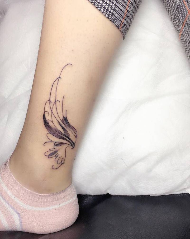 小清新纹身图片_腿部脚部纹身图案