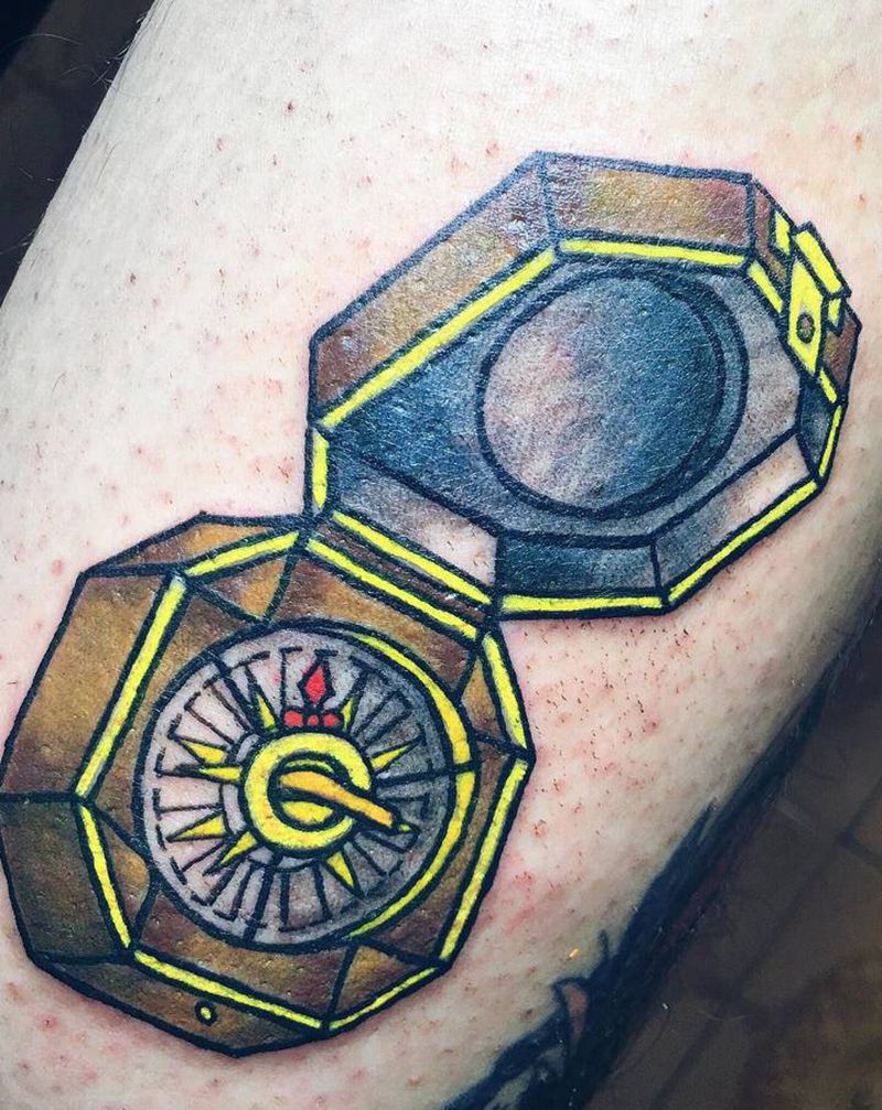 原创设计school风格罗盘纹身图片_腿部Old SchoolNew School纹身图案