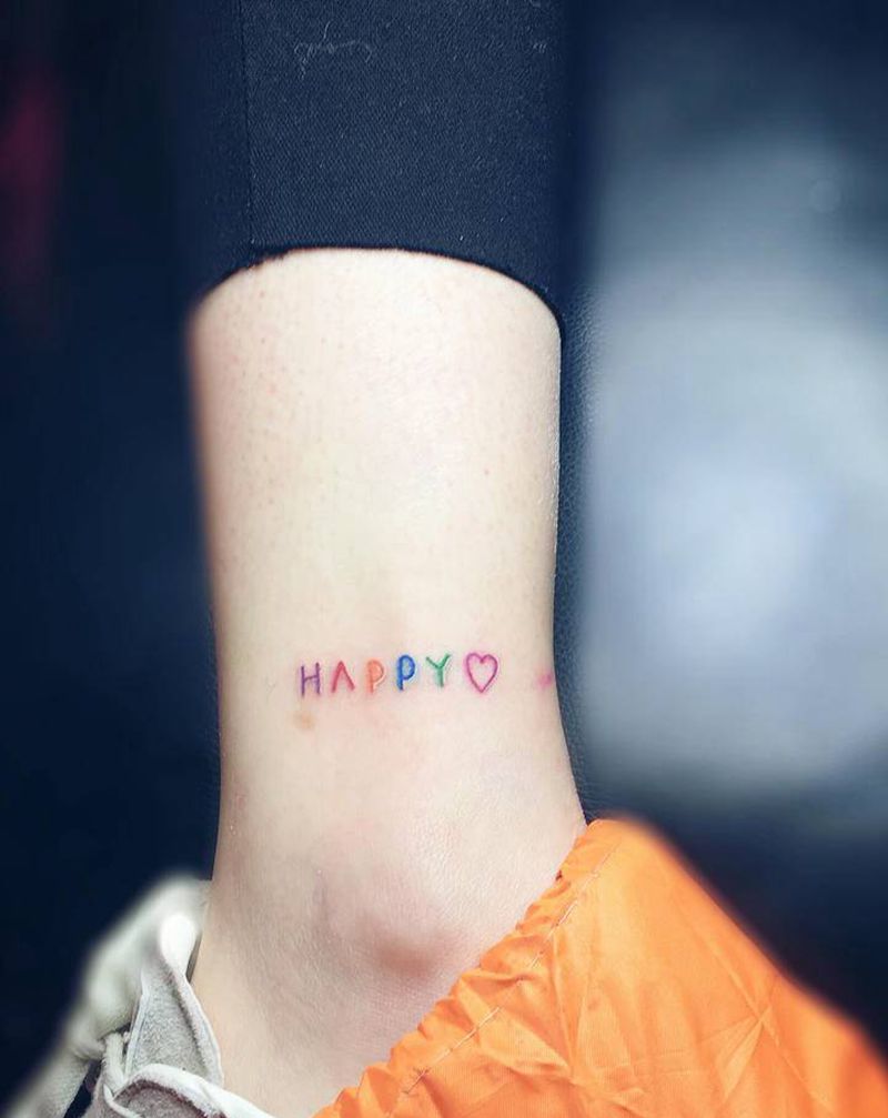 HAPPY纹身图片_脚部腿部纹身图案