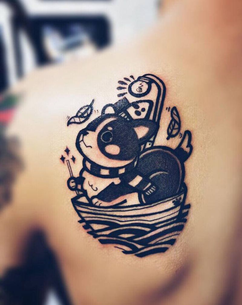 小狗纹身图片_肩部背部纹身图案