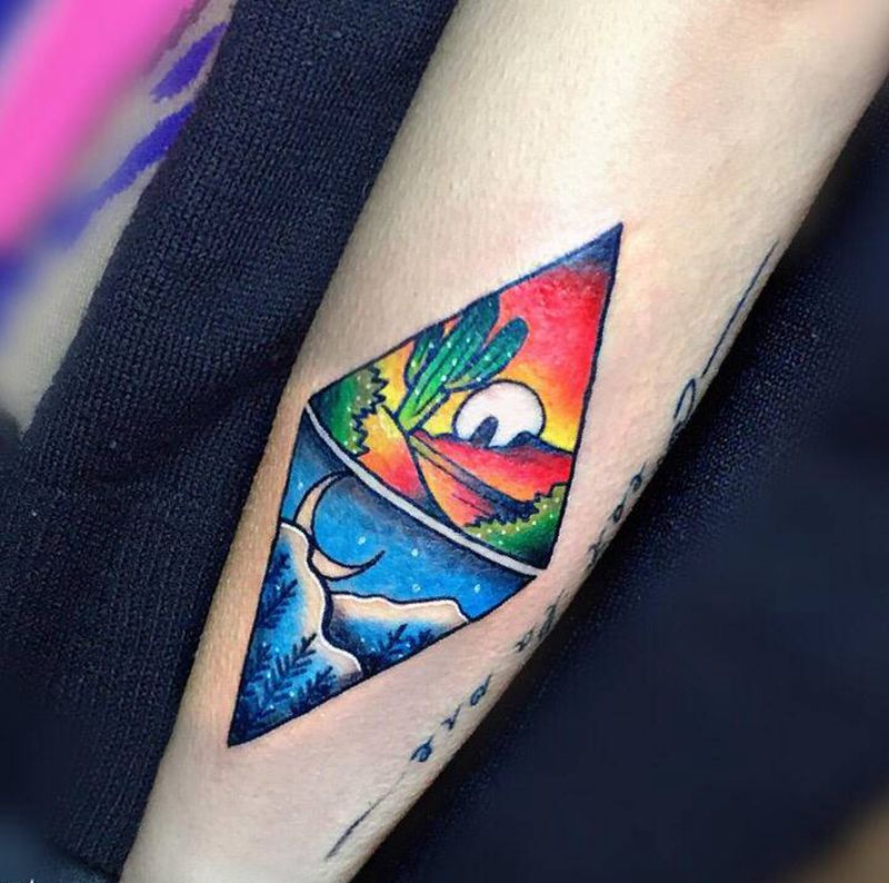 school 风格—菱形小图纹身图片_手臂New School纹身图案