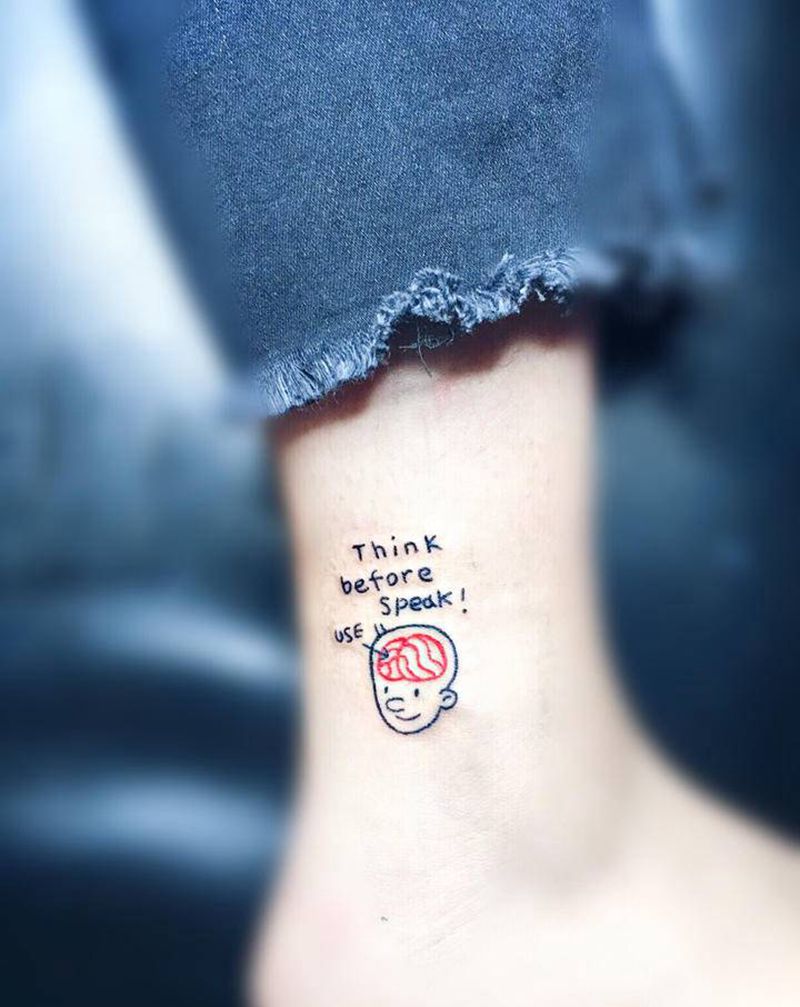 小清新—慎言纹身图片_脚部腿部纹身图案