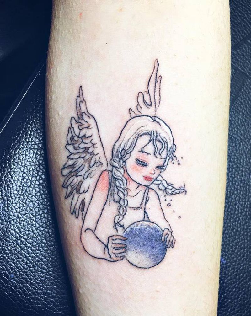 天使小女孩纹身图片_手臂纹身图案