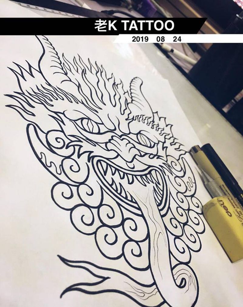 客人稿子纹身图片_Old School纹身图案