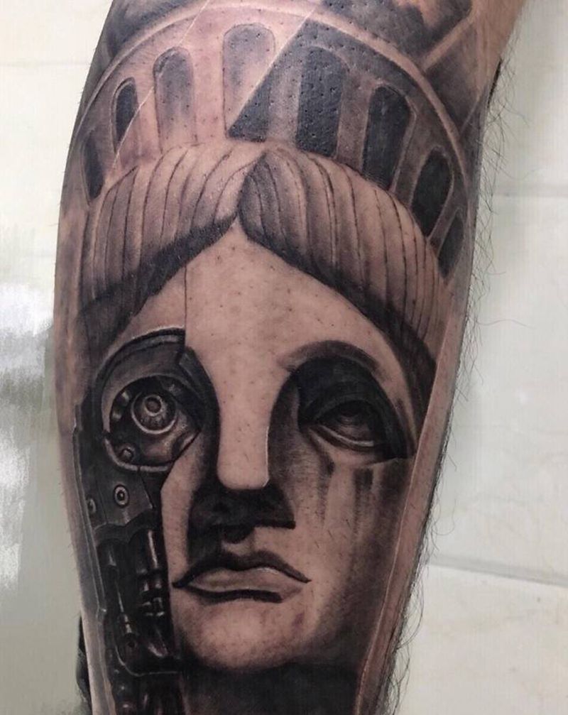 自由女神纹身图片_手部手臂欧美写实新传统纹身图案