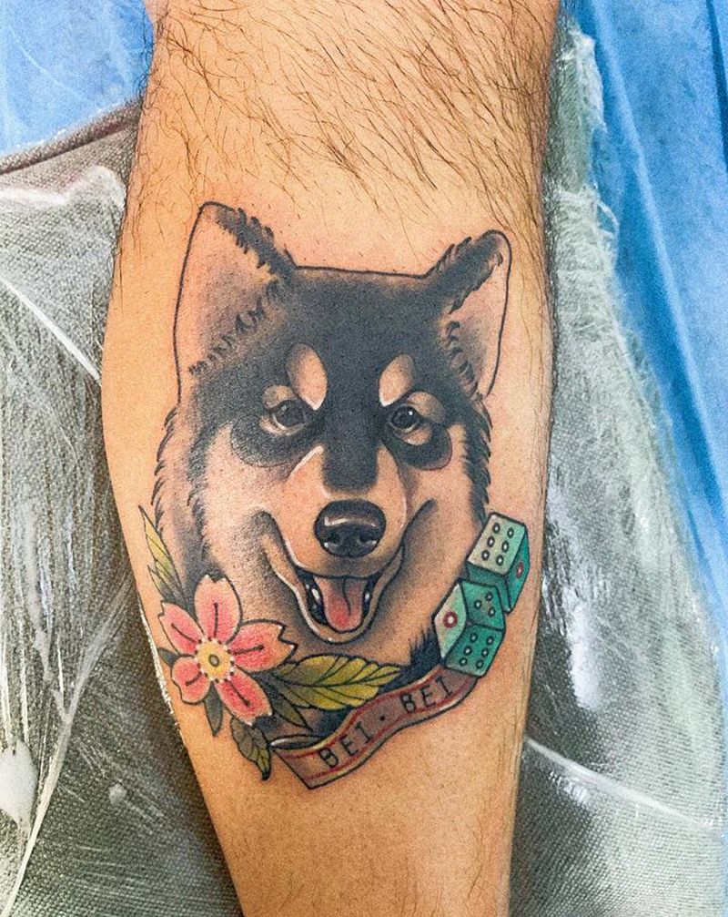 阿拉斯加纹身图片_腿部New School纹身图案