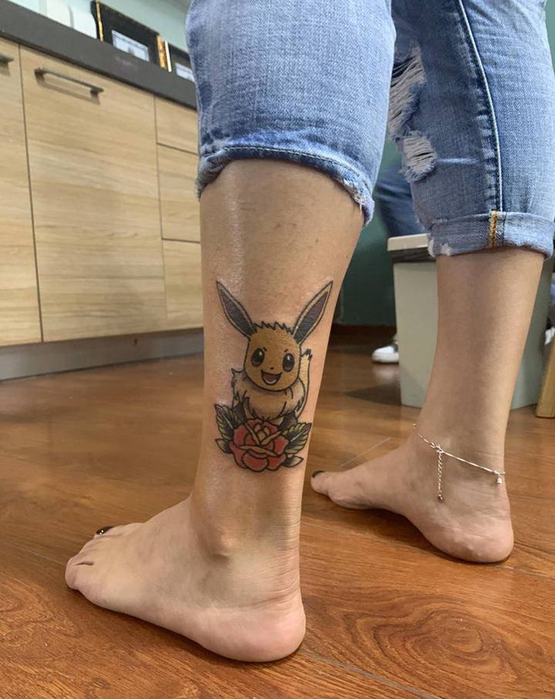 是个啥纹身图片_腿部Old School纹身图案