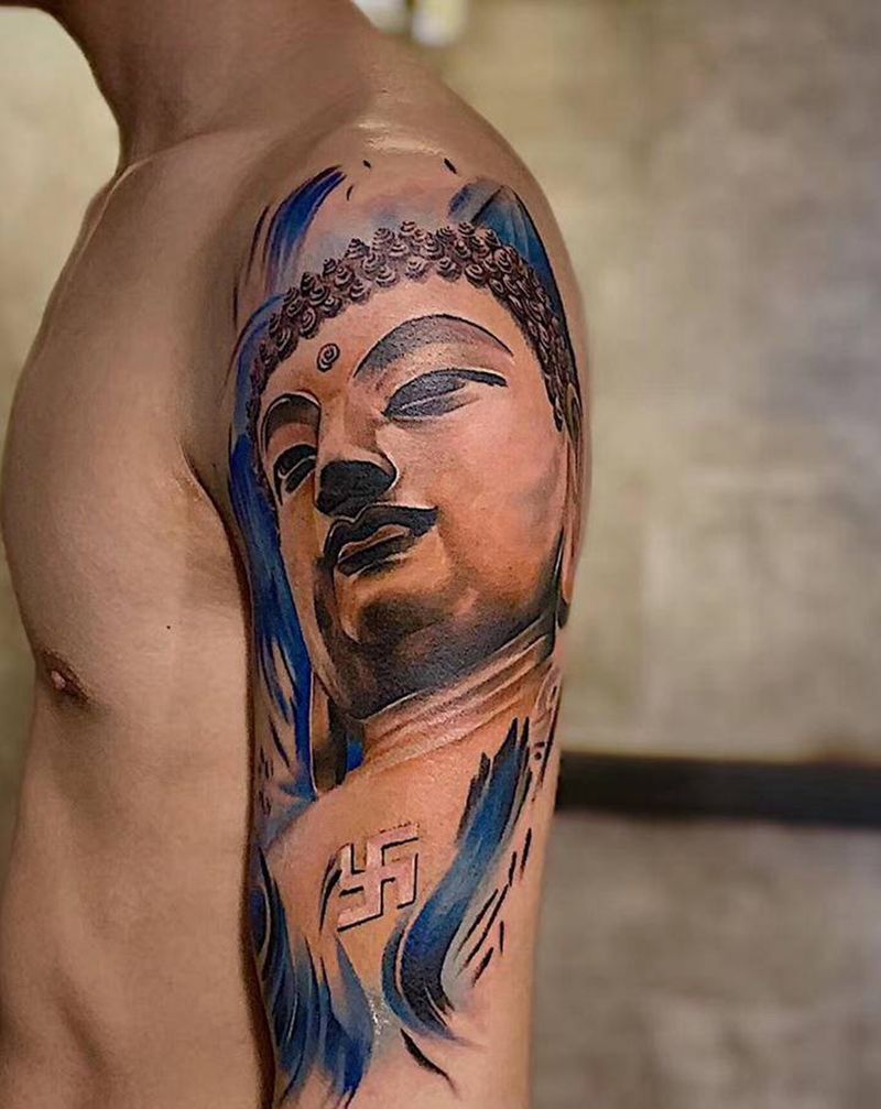 佛纹身图片_手臂纹身图案