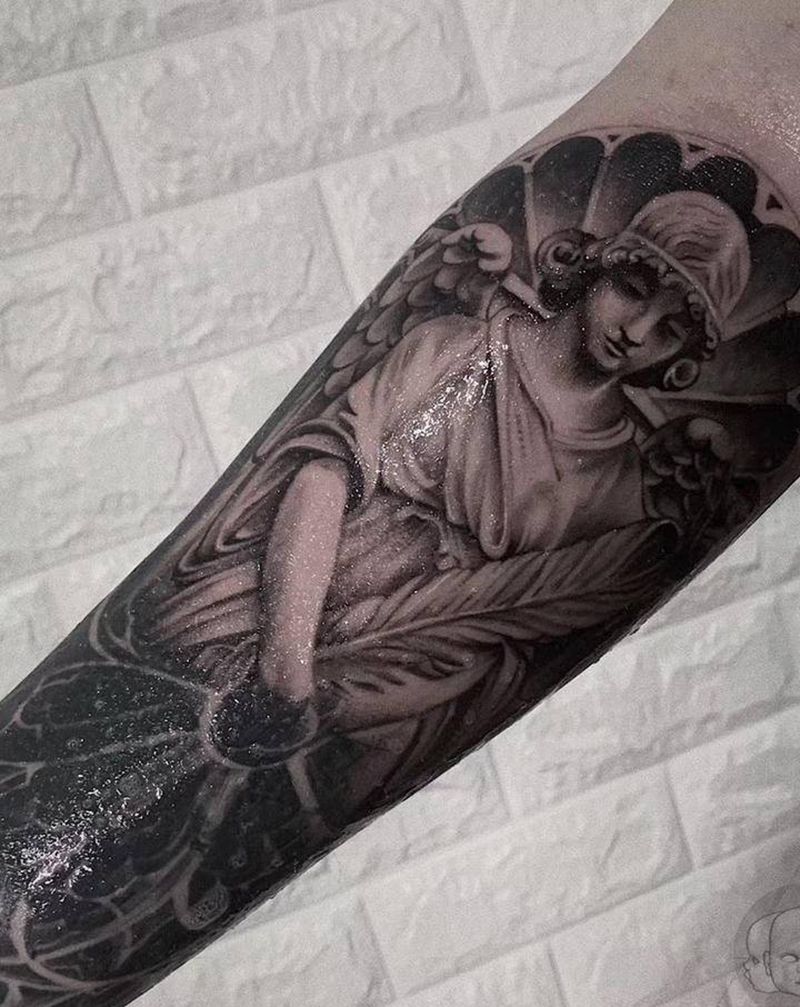 欧美写实雕像遮盖纹身图片_欧美写实纹身图案
