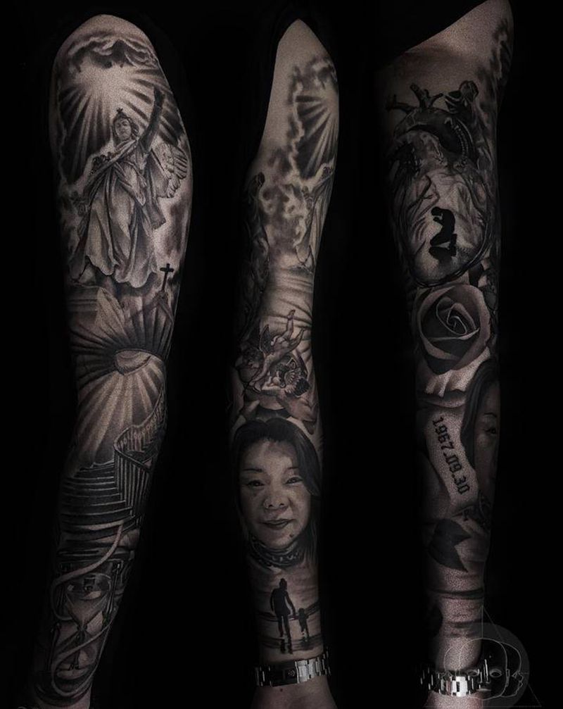 写实花臂纹身图片_手臂欧美写实纹身图案