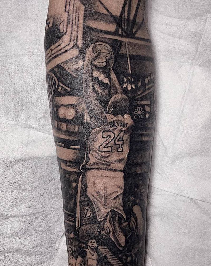 科比黑曼巴纹身图片_手臂欧美写实纹身图案