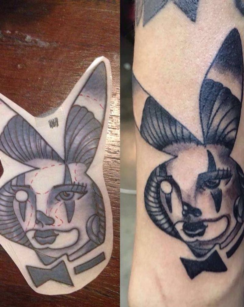 兔女郎纹身图片_手臂New School兔女郎纹身图案