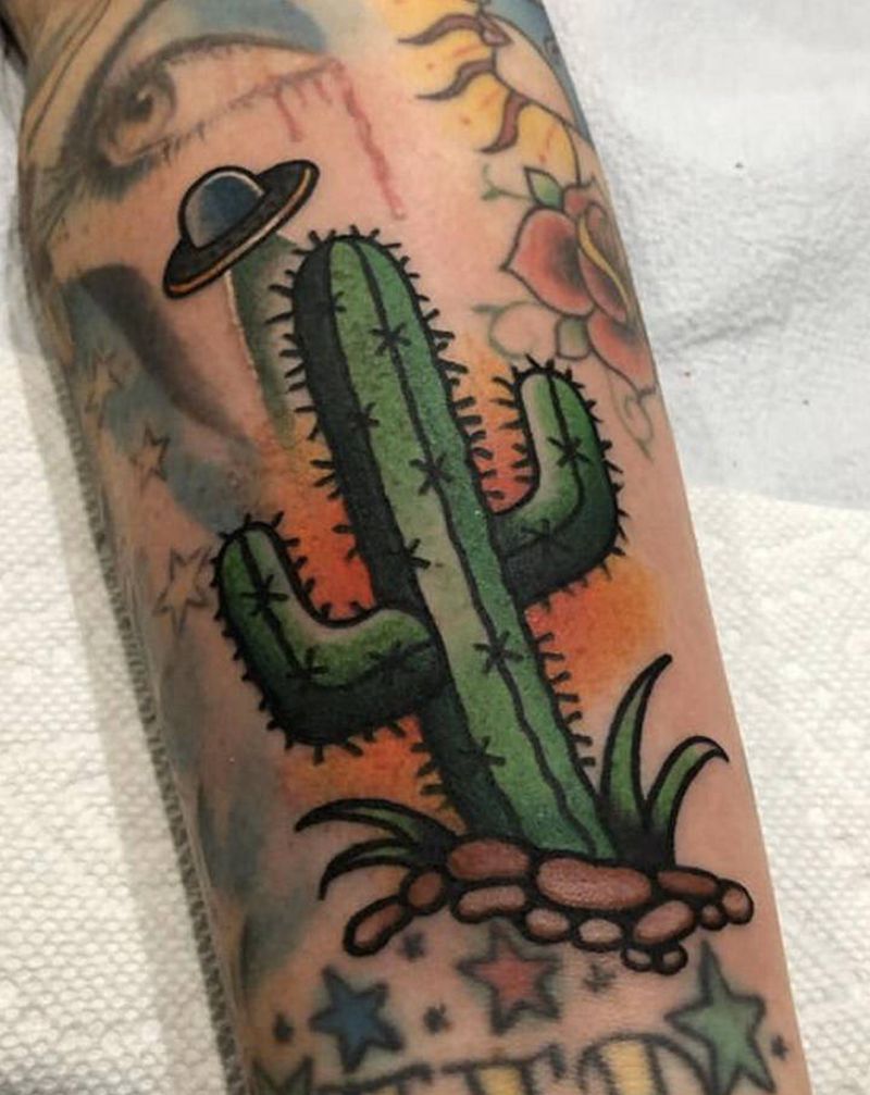 old school仙人掌纹身图片_手臂腿部Old School仙人掌纹身图案
