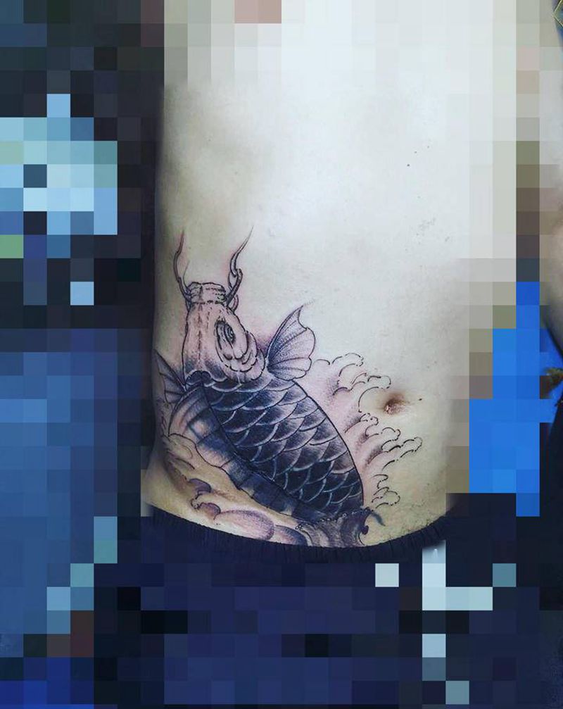 遮盖纹身图片_腹部老传统新传统纹身图案