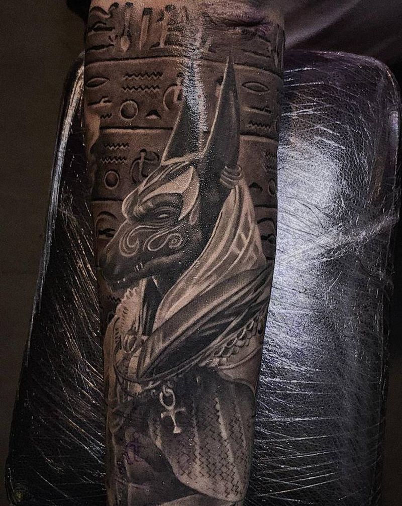阿努比斯埃及题材纹身图片_欧美写实纹身图案