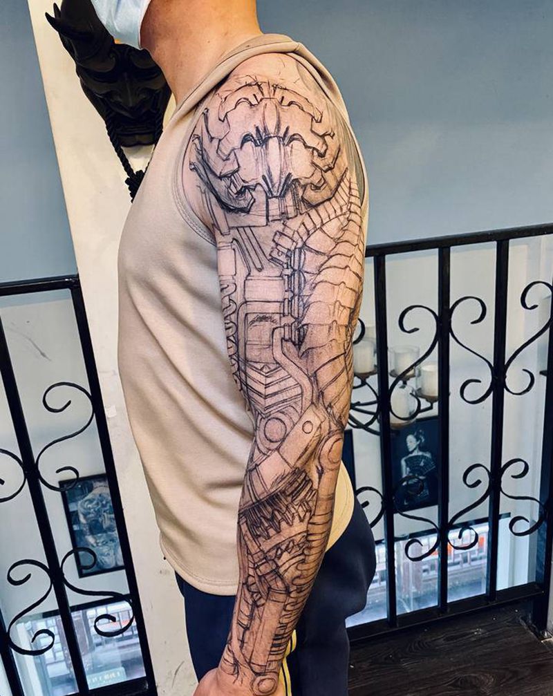 机械，开扎纹身图片_手臂机械纹身图案