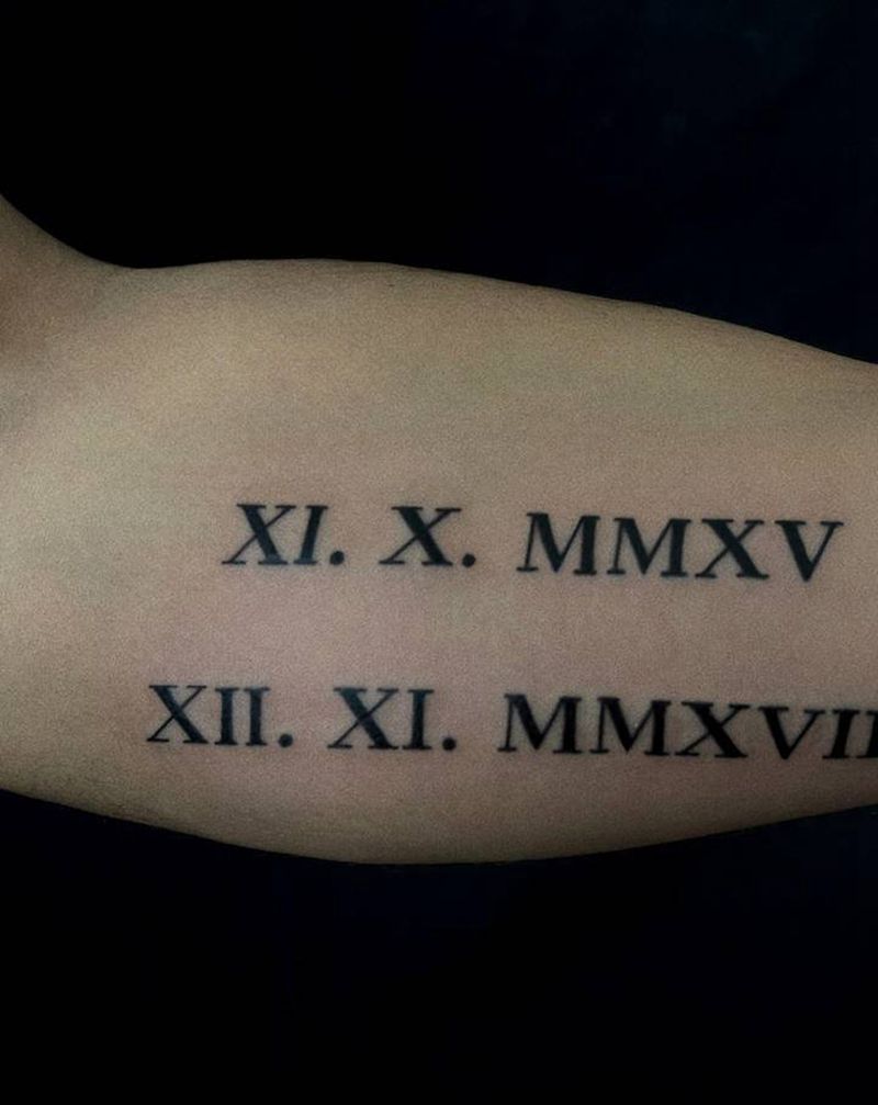 罗马数字纹身图片_手臂纹身图案