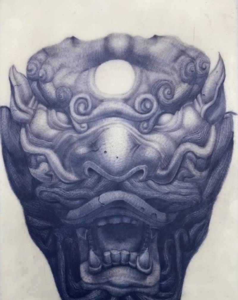 石雕龙纹身图片_练习皮纹身图案