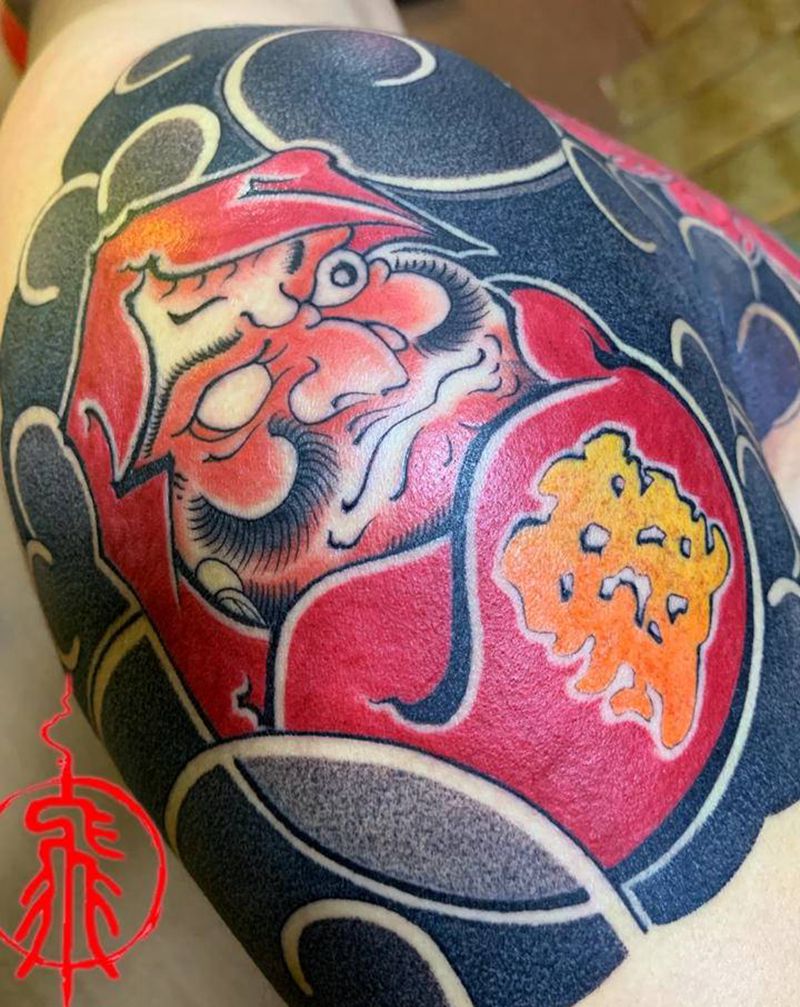 达摩蛋纹身图片_肩部手臂老传统新传统纹身图案