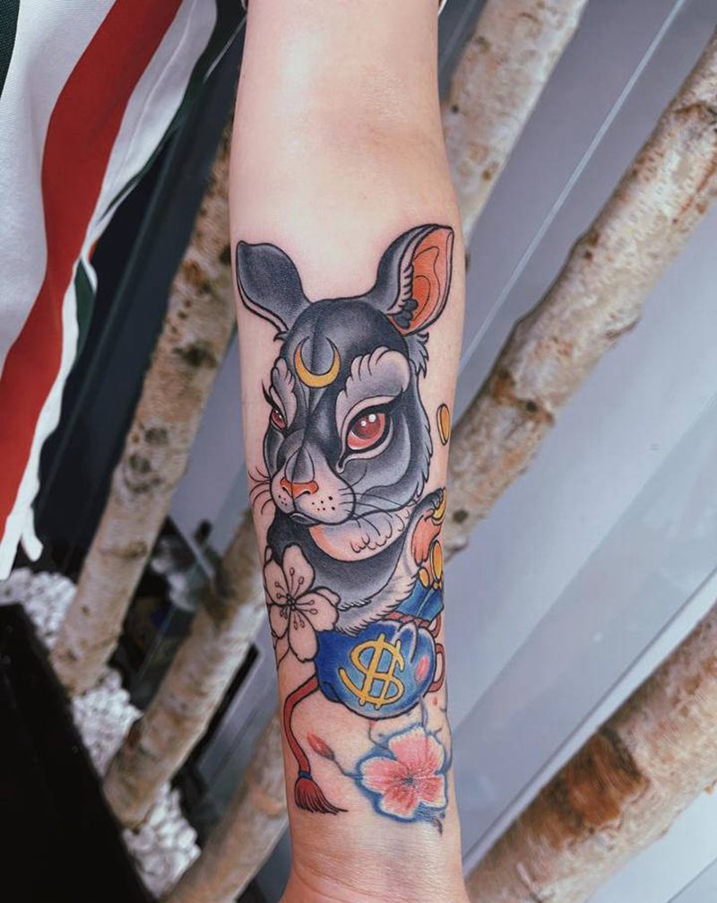 兔子纹身图片_手臂纹身图案