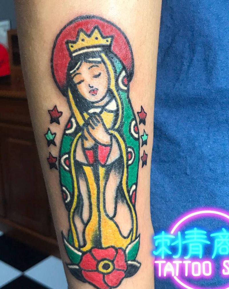 小圣母纹身图片_手臂Old School纹身图案