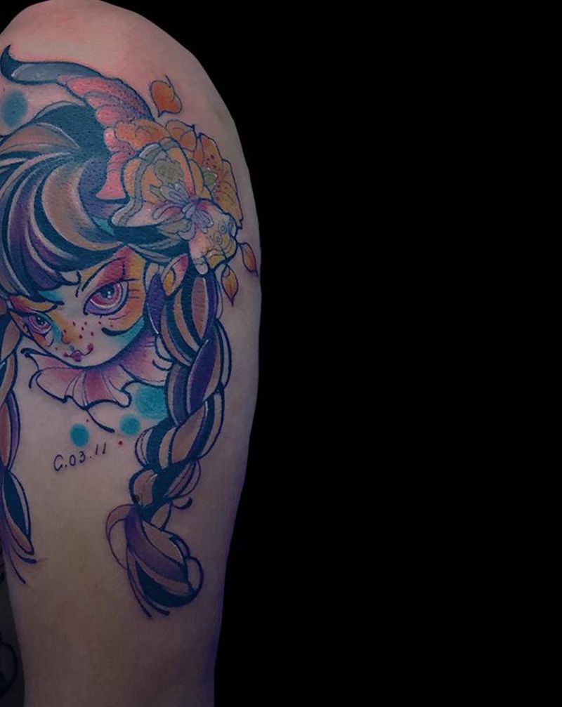 金牛座纹身图片_手臂New School纹身图案