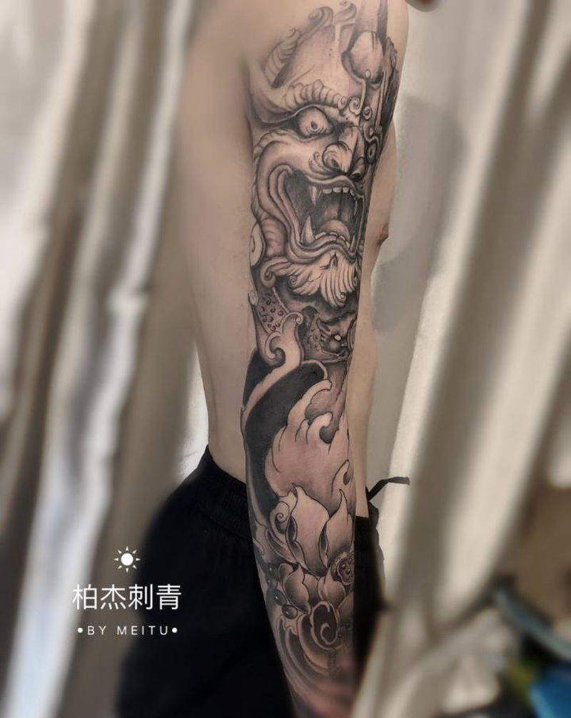 花臂纹身图片_手臂新传统纹身图案