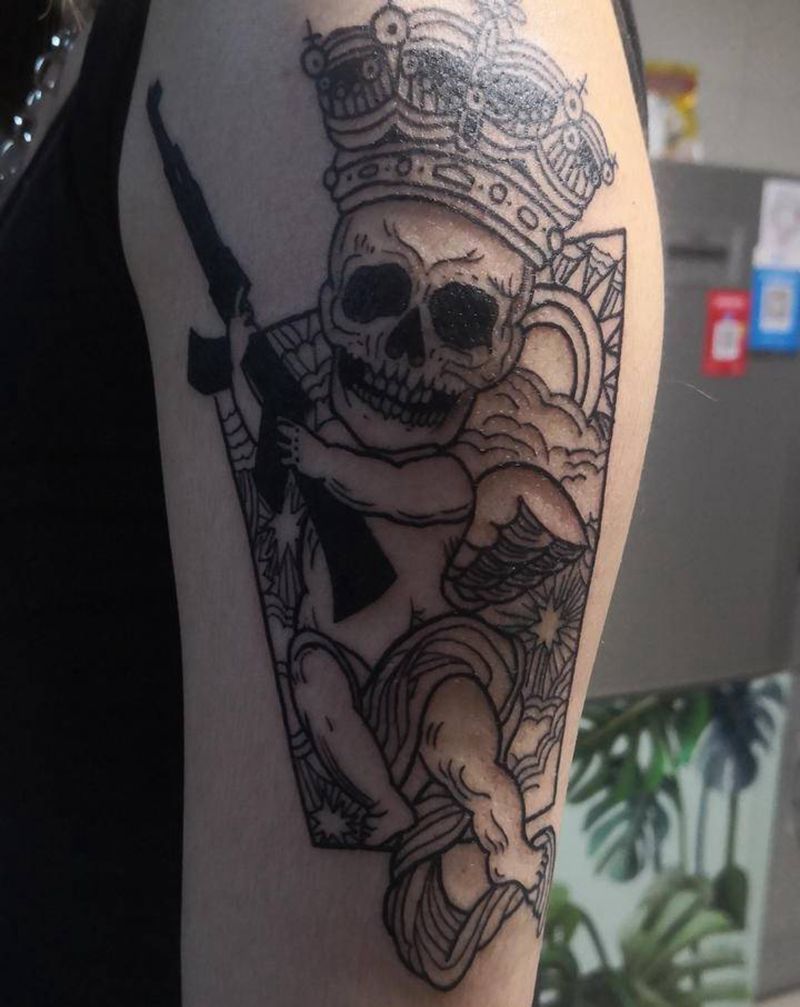 Ak     Angel纹身图片_手臂几何欧美写实南京天使枪纹身图案