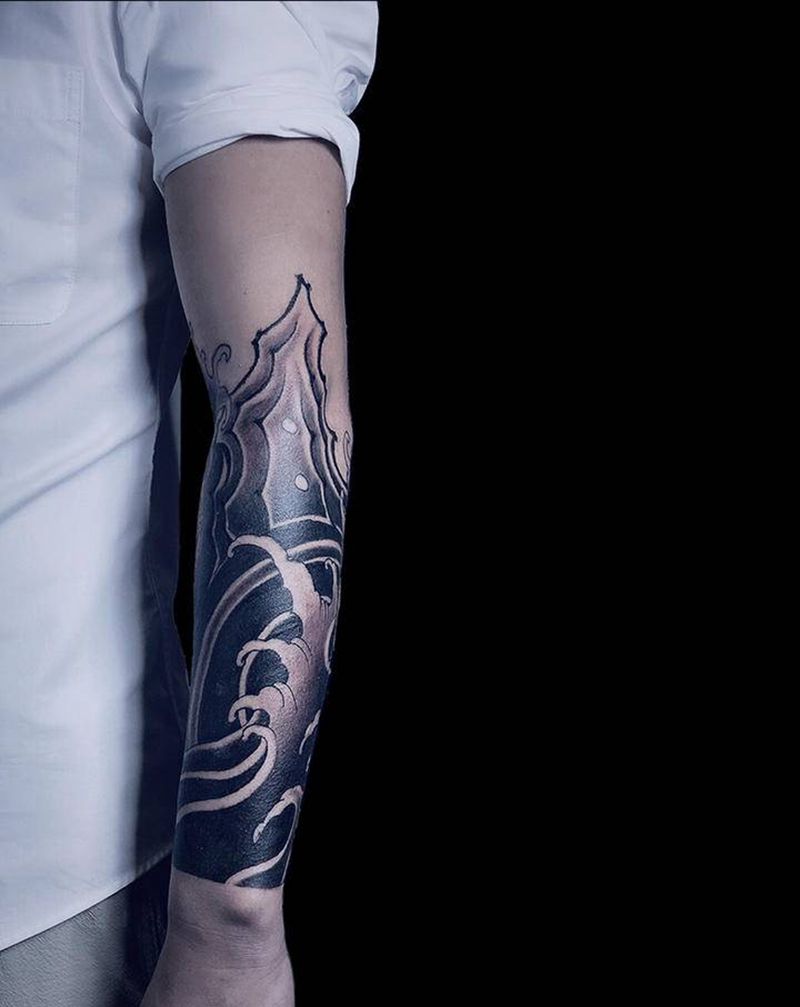 花臂（未完）纹身图片_手臂老传统新传统纹身图案