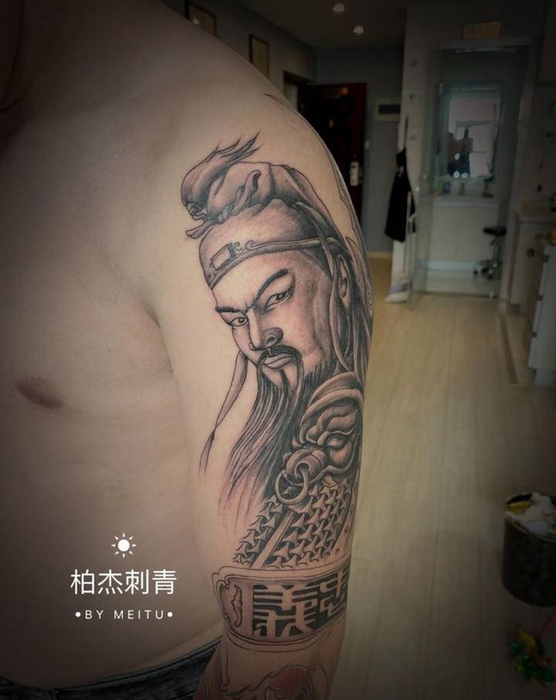 关公纹身图片_手臂新传统纹身图案