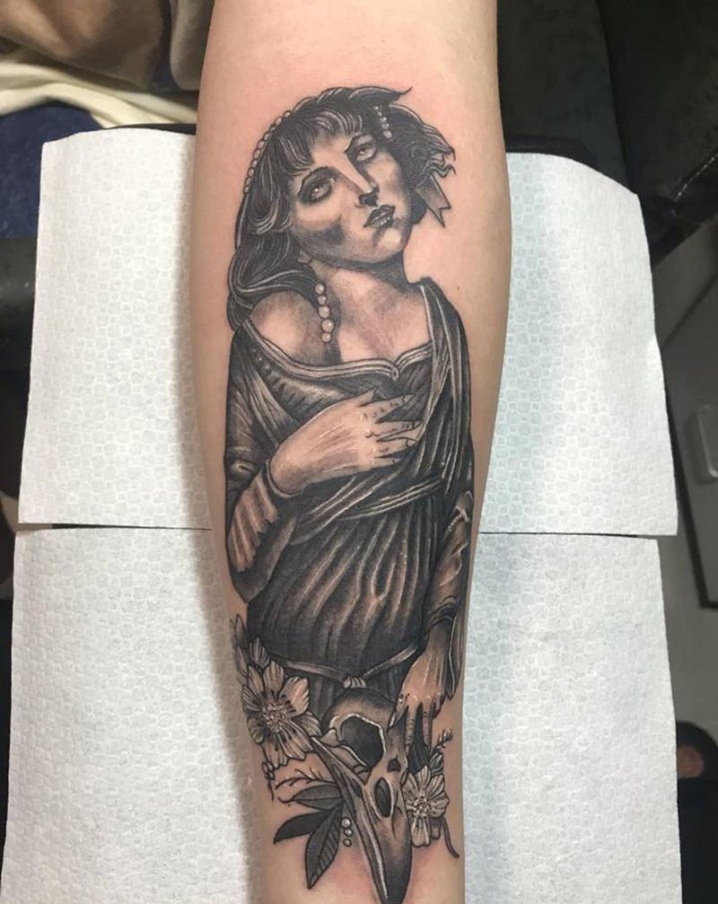 南京纹身 团藏刺青欧美风格作品纹身图片_手臂欧美写实南京修女暗黑纹身图案