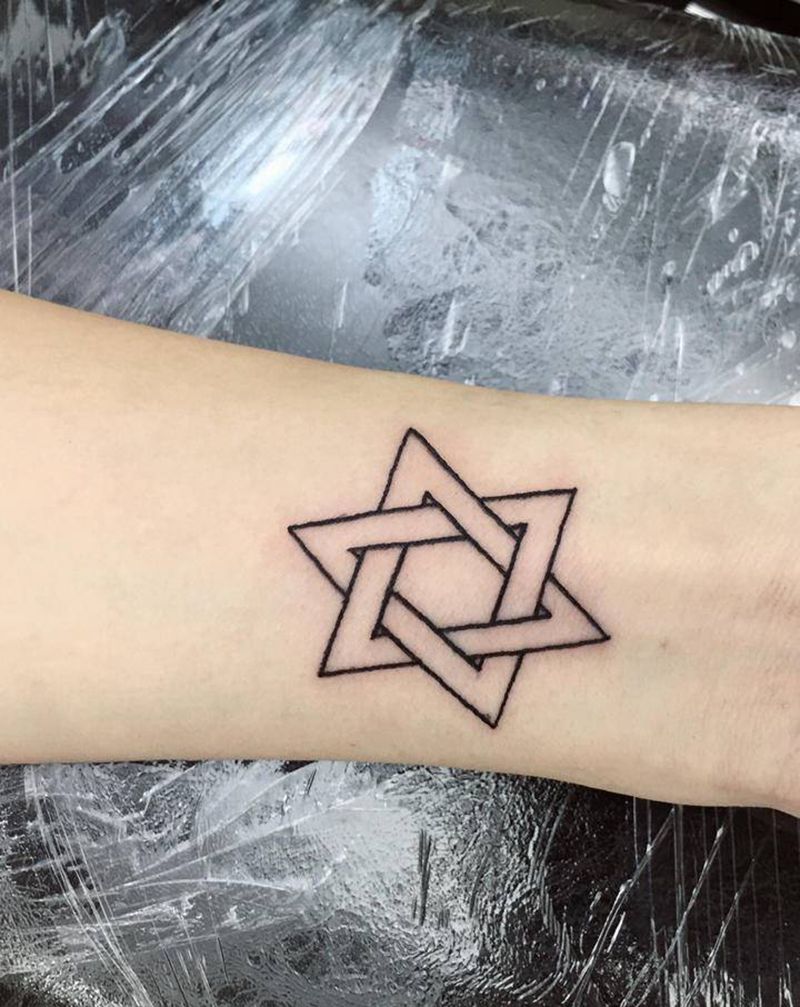六芒星纹身图片_手臂纹身图案