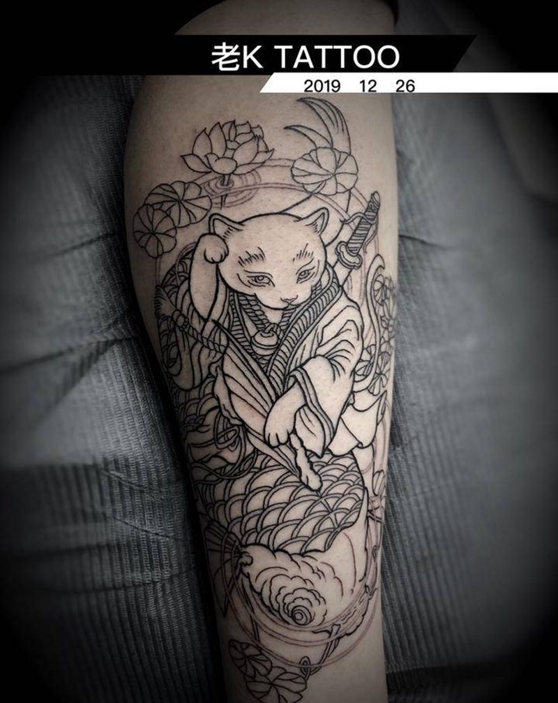 未完成纹身图片_腿部纹身图案