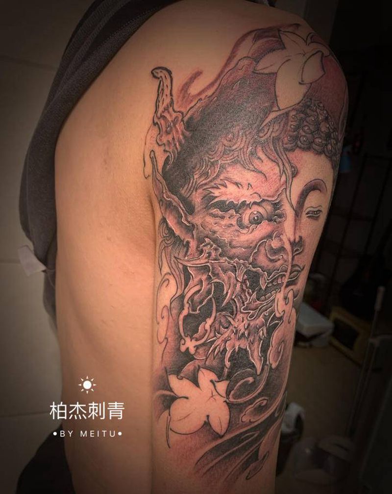 佛纹身图片_手臂新传统纹身图案