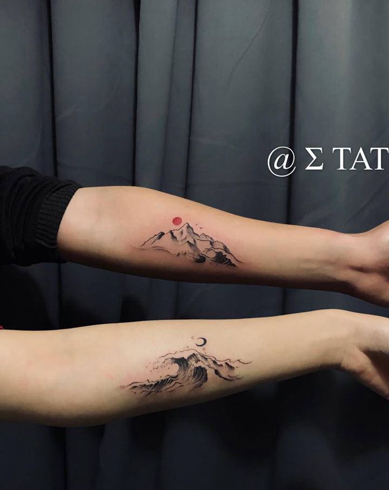 山海皆可平纹身图片_手臂纹身图案