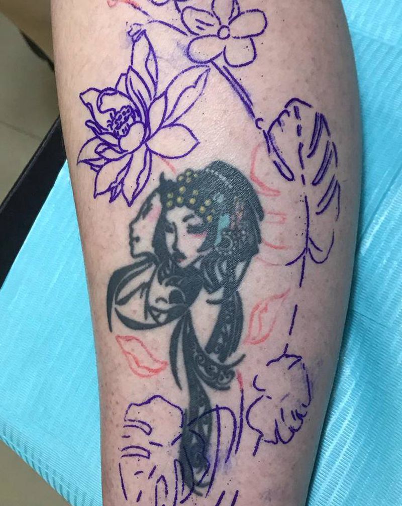 旧纹身添加纹身图片_水彩水墨纹身图案