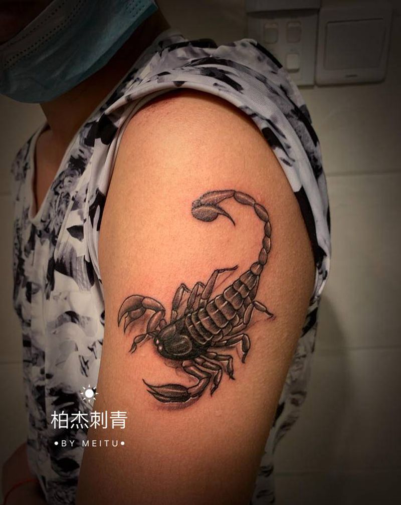 蝎子纹身图片_手部新传统纹身图案