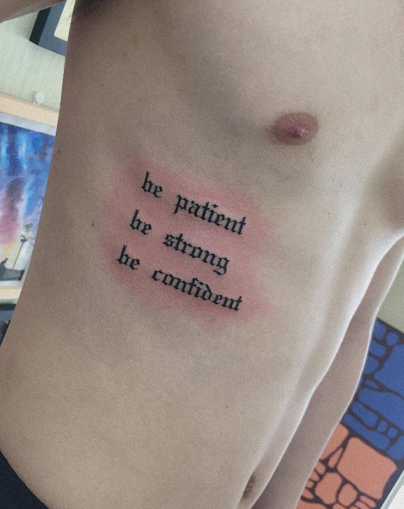 耐心、坚强、自信纹身图片_腰部腹部纹身图案