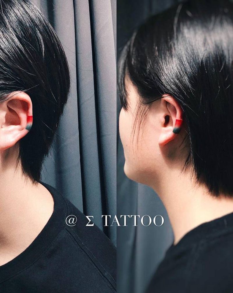 耳骨纹身纹身图片_水彩纹身图案