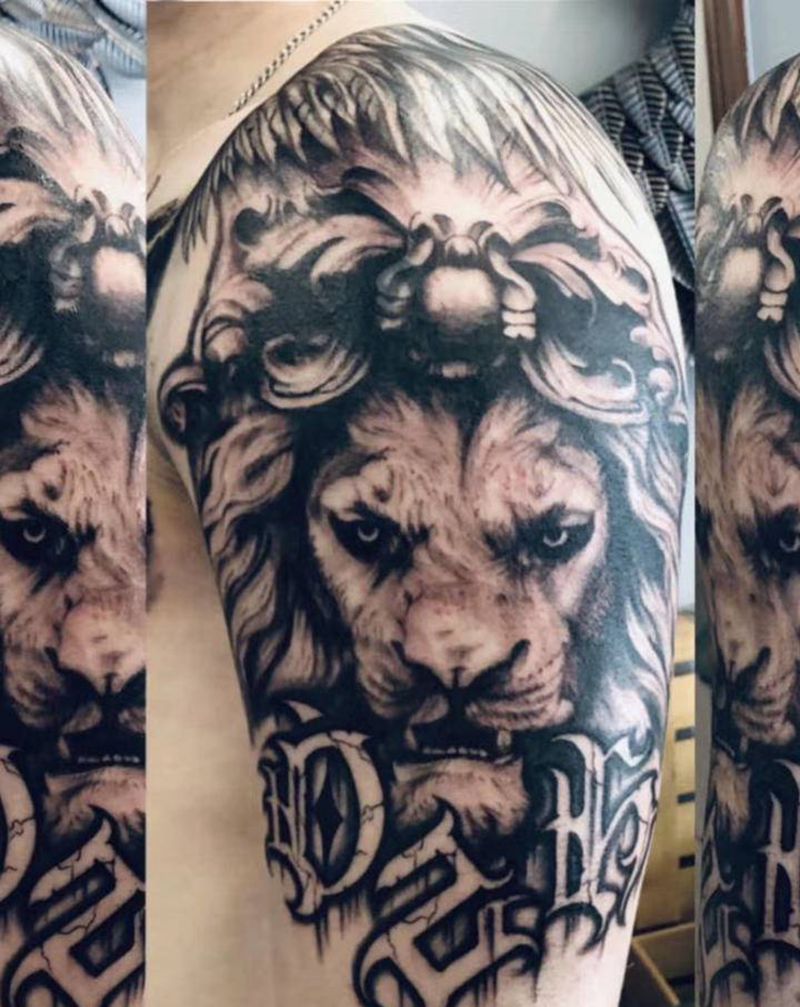 狮子纹身图片_欧美写实纹身图案