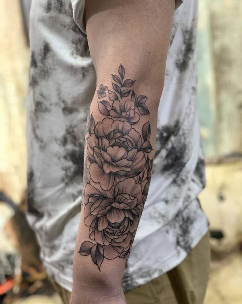 素花纹身图片_手臂点刺纹身图案