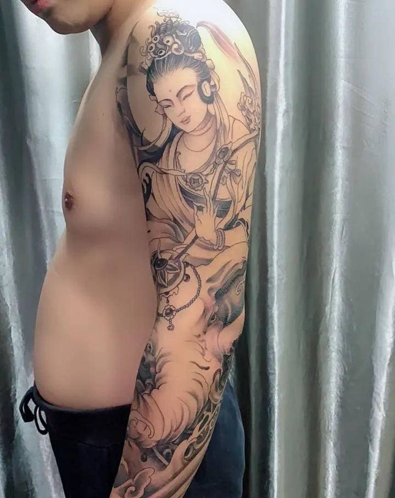 花臂纹身图片_手臂新传统纹身图案