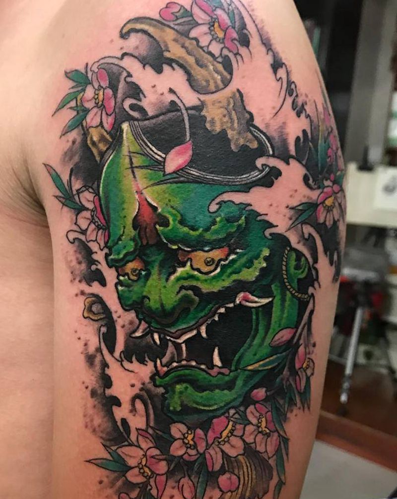 般若纹身图片_手臂新传统水墨纹身图案