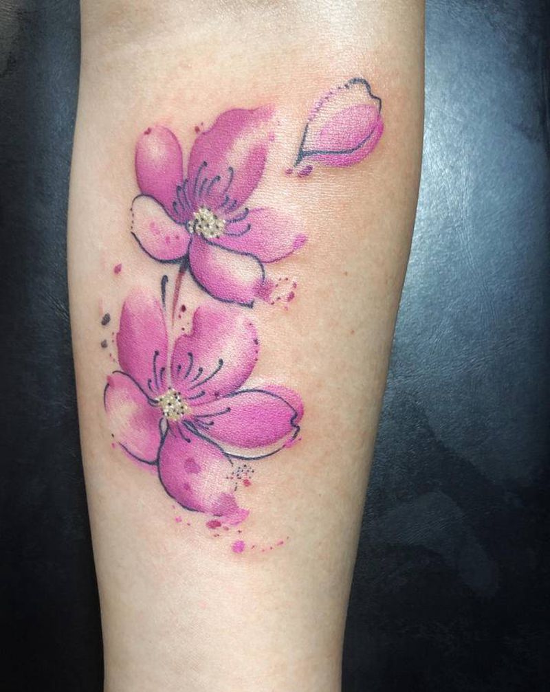 南京团藏刺青作品纹身图片_手臂水彩水墨南京水彩花纹身图案