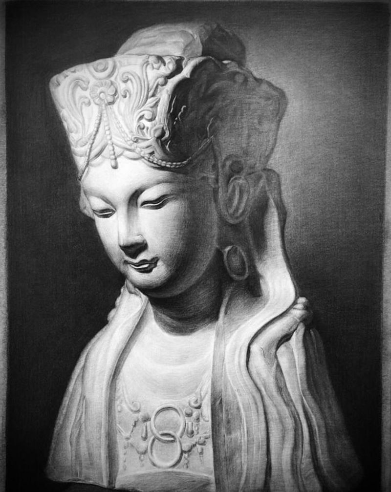 重庆大足普贤像纹身图片_背部欧美写实纹身图案