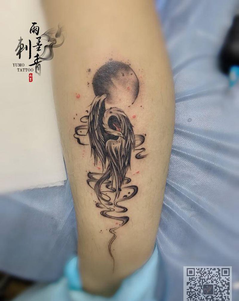 鹤纹身图片_手臂纹身图案