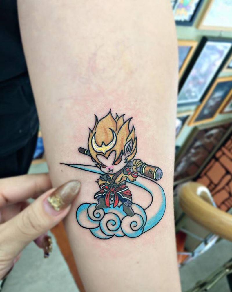 孙悟空纹身图片_手臂New School纹身图案