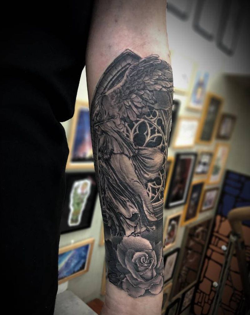 胜利女神纹身图片_手臂欧美写实纹身图案