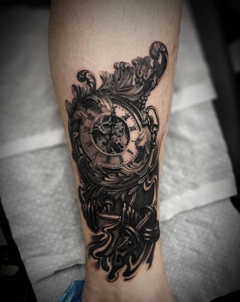 小遮盖纹身图片_腿部欧美写实纹身图案