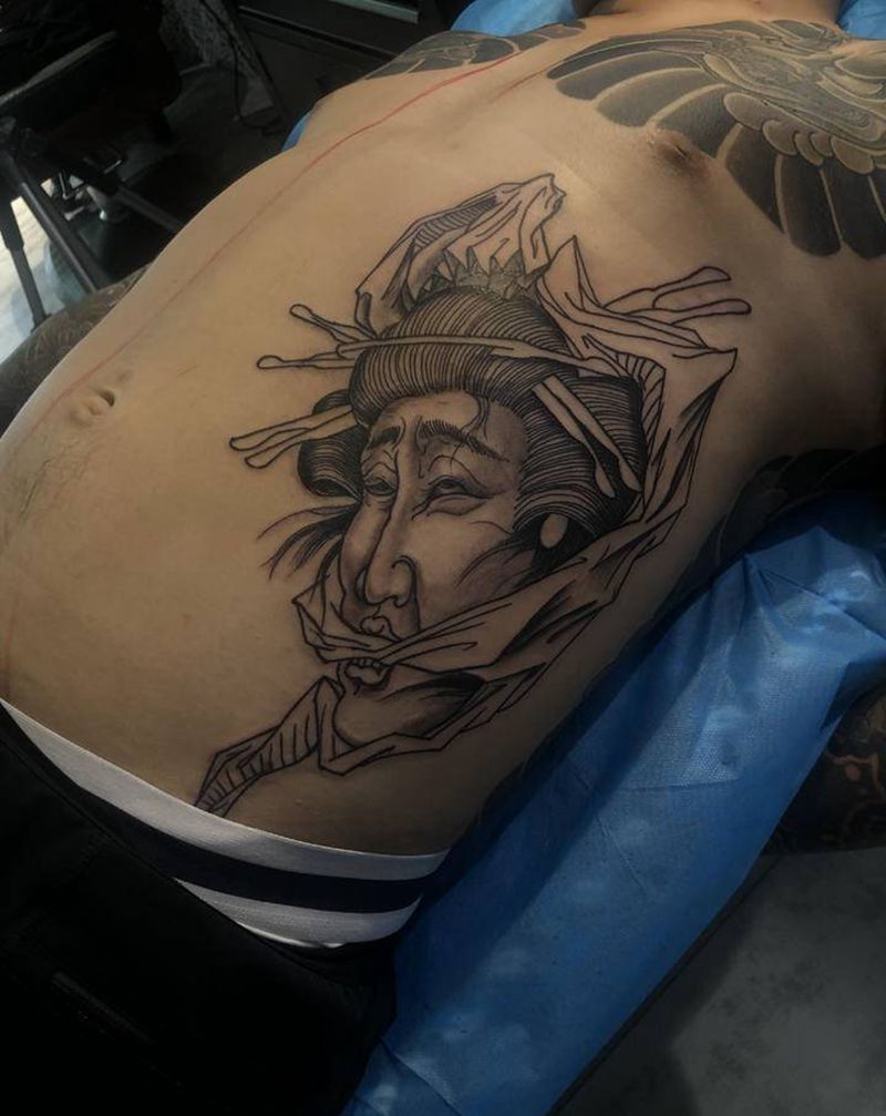 开衫 未完纹身图片_腹部胸部新传统老传统南京日式传统纹身图案